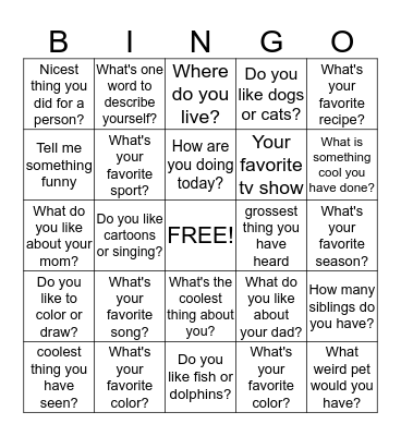 Interview Bingo Card