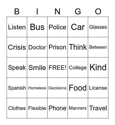 Social Work BINGO Card