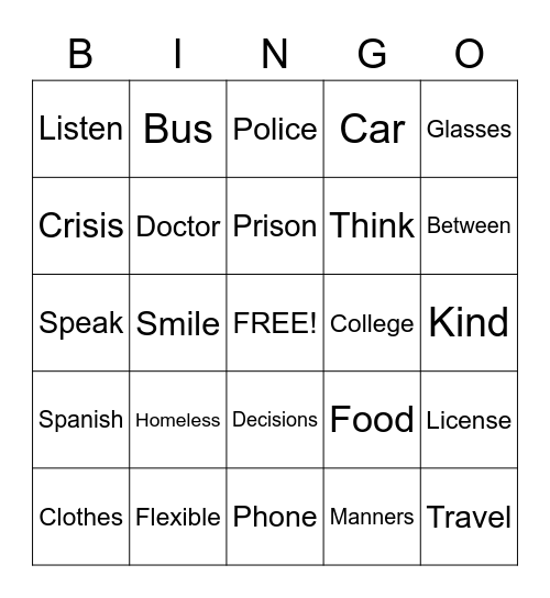 Social Work BINGO Card