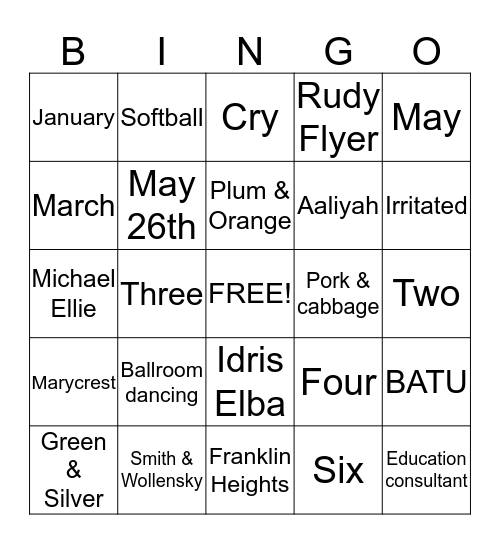 Untitled Bingo Card