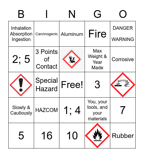 HAZCOM & LADDER SAFETY Bingo Card