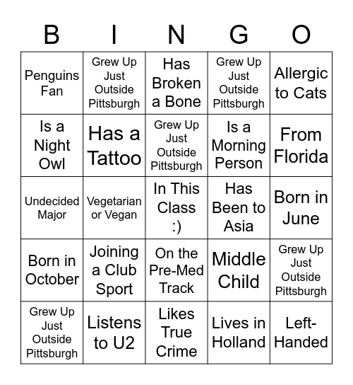 Academic Foundations Bingo Card