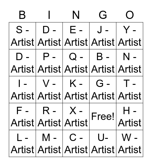 Test 1 Bingo Card