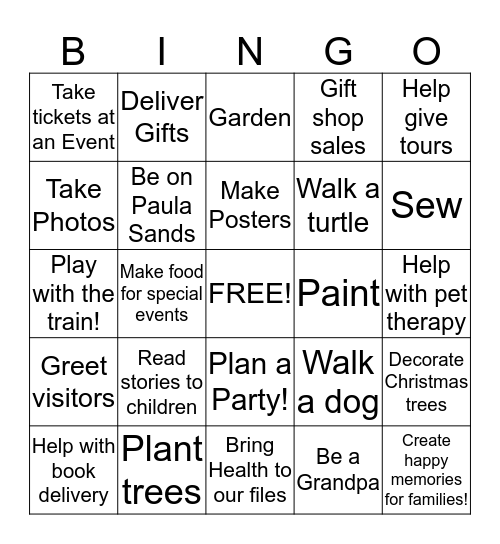 Volunteer Fair BINGO Card