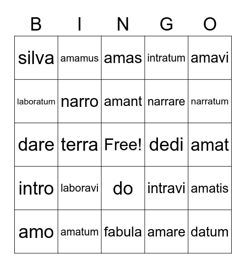 Latin for Children Chapter 1 Bingo Card