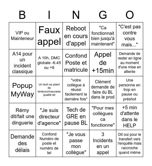 Appels BPCE Bingo Card