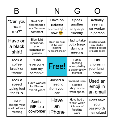 Blumer BINGO Card