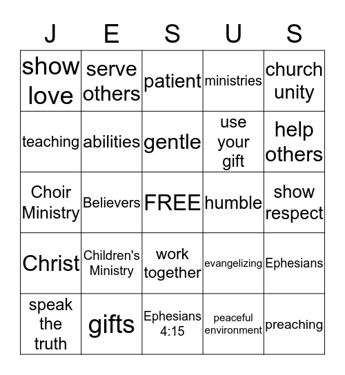 Working Together Bingo Card