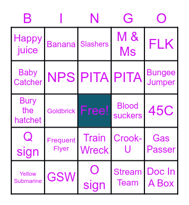 Medical Terms Bingo Card