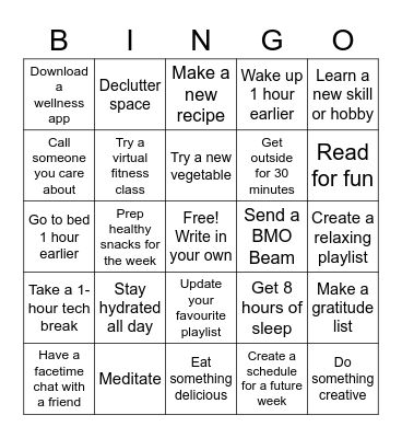 BMO Health & Wellness BINGO! Bingo Card
