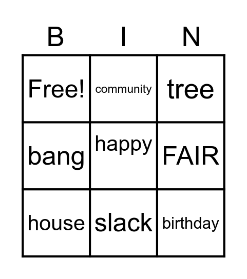 X Bingo Card