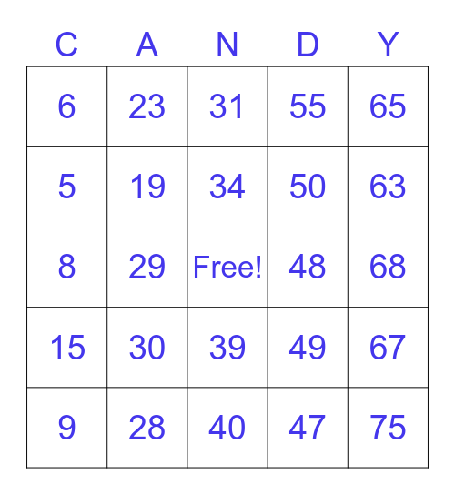 Halloween Bingo Card