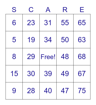 Halloween Bingo Card