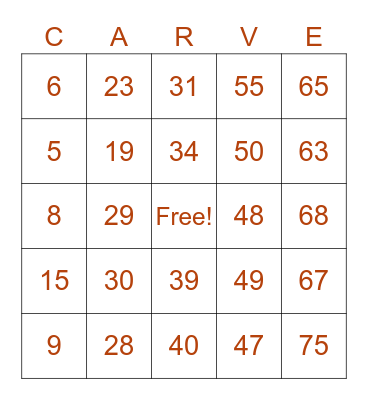 Halloween Bingo Card