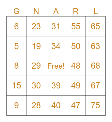 Halloween Bingo Card