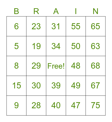 Halloween Bingo Card