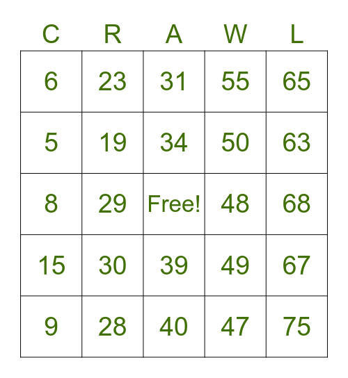 Halloween Bingo Card