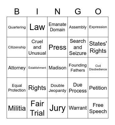 Constitution Bingo Card