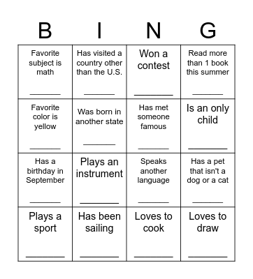 Pack 26 Introductory Scavenger Hunt Bingo Card