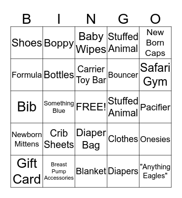 Laura's Baby Shower Bingo Card