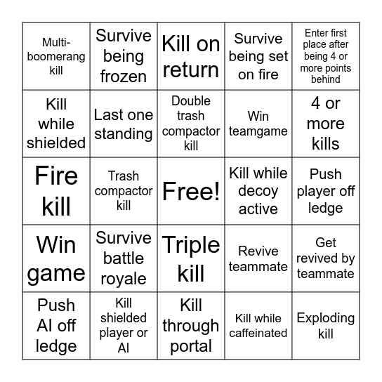 Boomerang Bingo Card