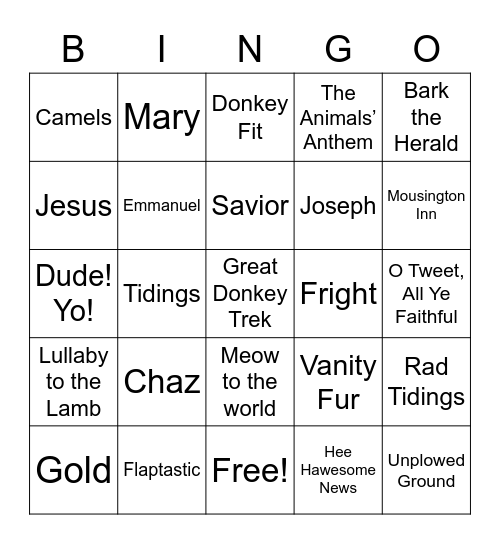 Raad Tidings We Bring Bingo Card