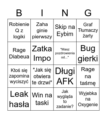 Bingo Among US Bingo Card