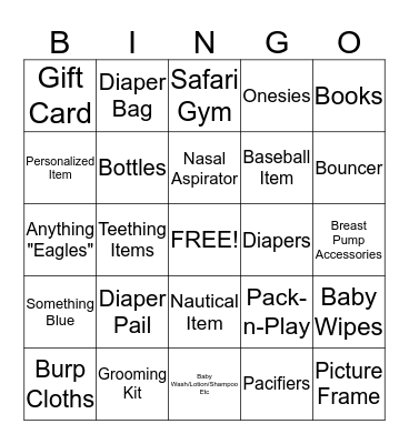 Laura's Baby Shower Bingo Card