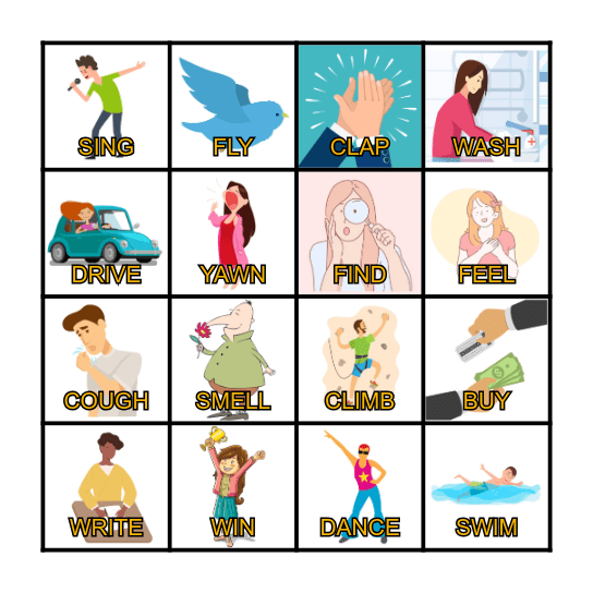 VERBS Bingo Card