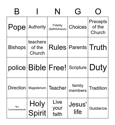 Chapter 12: The Church Teaches Bingo Card