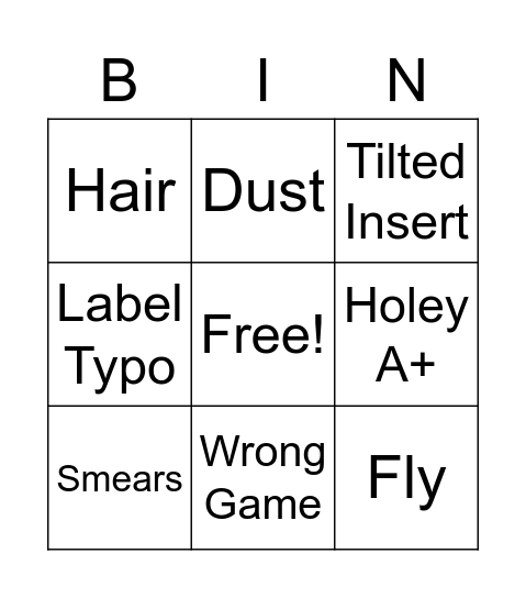 WATA What's Wrong Bingo Card