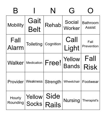 Rehab Week Bingo Card