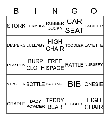 BABY SHOWER BINGO Card