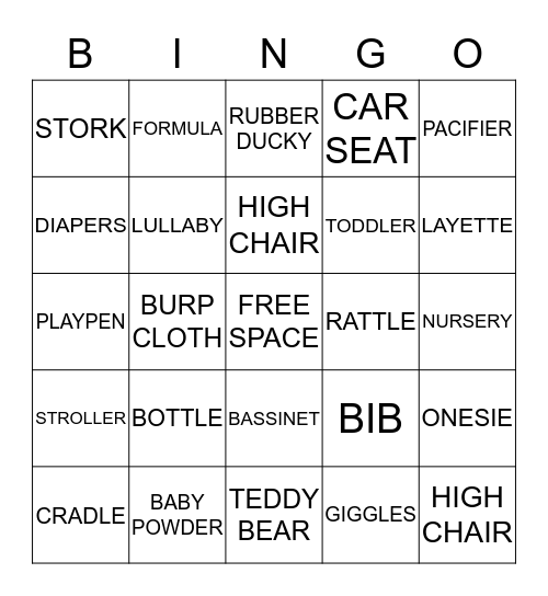 BABY SHOWER BINGO Card