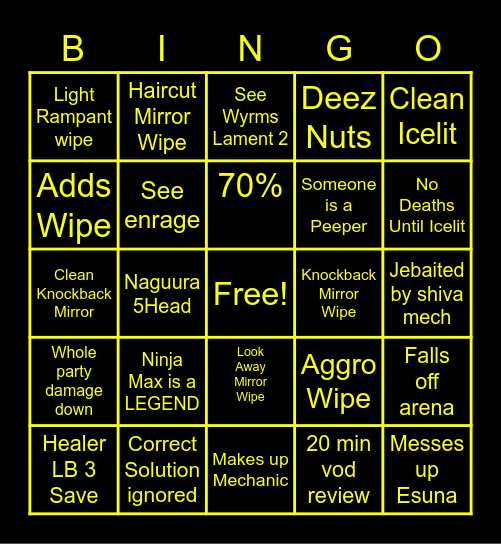 Shiva Bingo Card