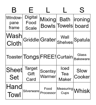 Wedding Gift Bingo Card