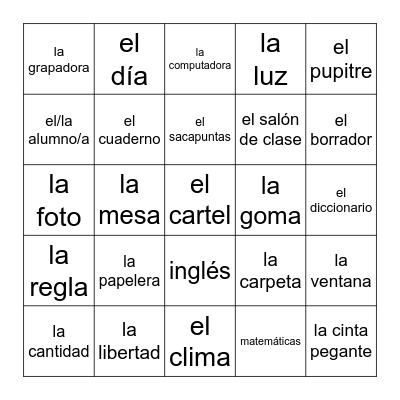 Chapter 2 Left Side Bingo Card