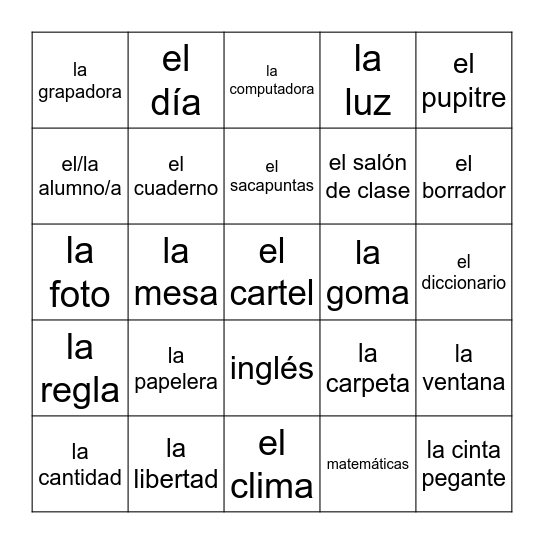 Chapter 2 Left Side Bingo Card