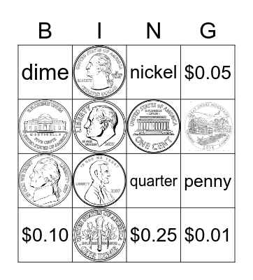 Coins Bingo Card