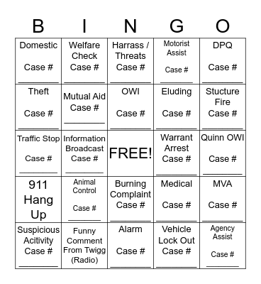 Dispatch Bingo Card