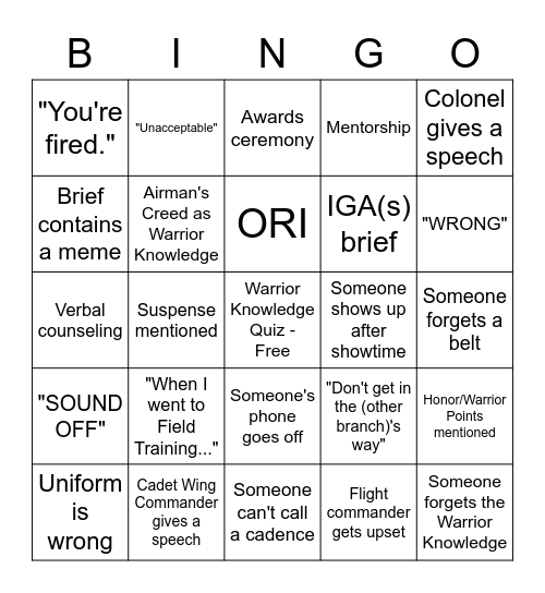 LLAB Bingo Card