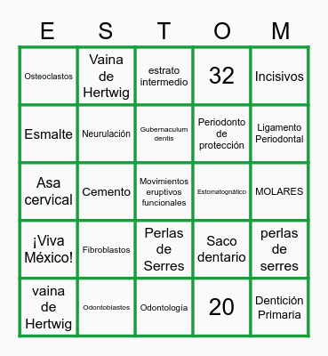 Loteria de dentistas Bingo Card