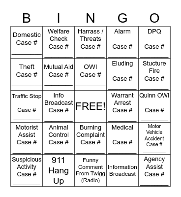 Dispatch Bingo Card