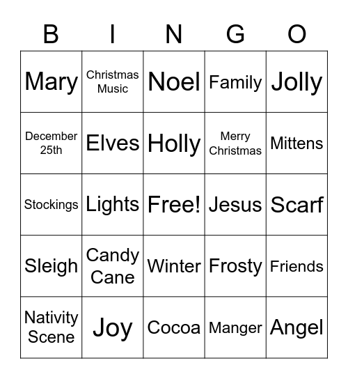 Christmas Bingo Card
