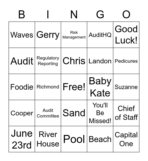 All About Suzanne Bingo Card