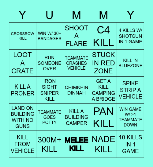 PUBG BINGO Card