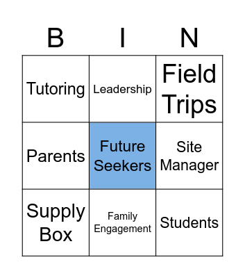 Future Seekers Bingo Card