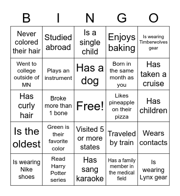 Get to know your coworker Bingo Card