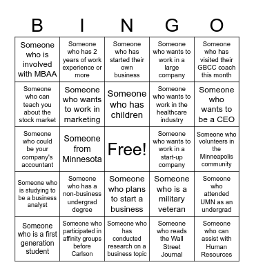 Carlson Cross-Programs Connections Bingo Card