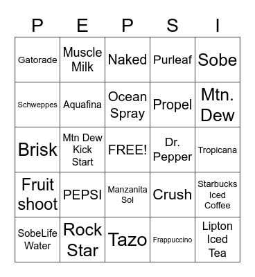 PEPSI BINGO Card